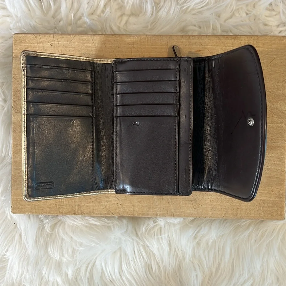 Coach Gold C Monogram Embossed Trifold Walket